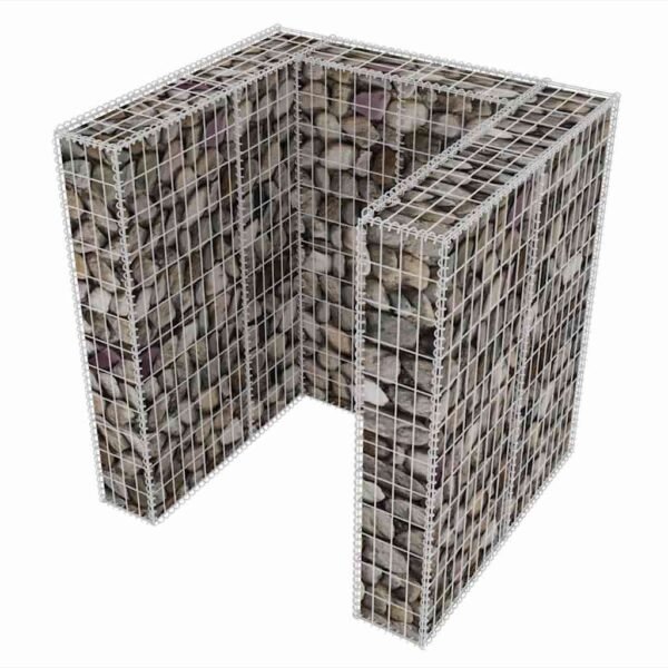Gabionen-Mülltonnenverkleidung für 1 Tonne Stahl 110x100x120cm