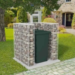 Gabionen-Mülltonnenverkleidung für 1 Tonne Stahl 110x100x120cm