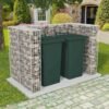 Gabionen-Mülltonnenverkleidung für 2 Tonnen Stahl 180x100x120cm