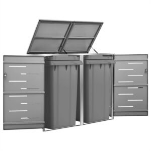 Mülltonnenbox für 2 Tonnen 138x77,5x115 cm Edelstahl