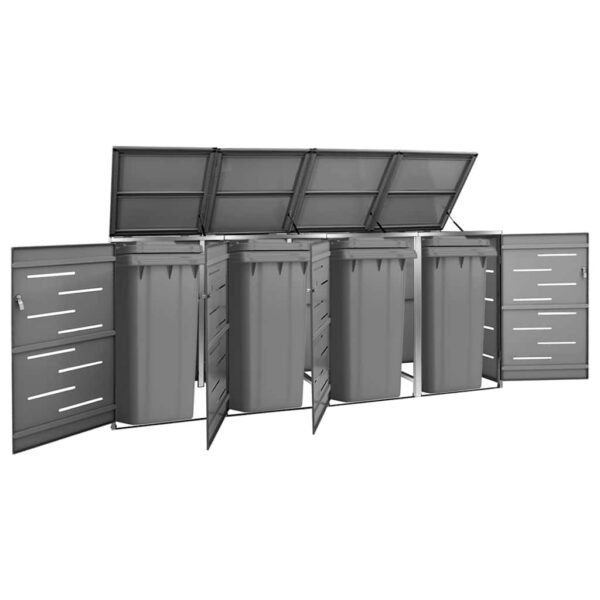 Mülltonnenbox für 4 Tonnen 276,5x77,5x115 cm Edelstahl