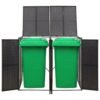 Mülltonnenbox für 2 Tonnen Schwarz 140x80x117 cm Poly Rattan