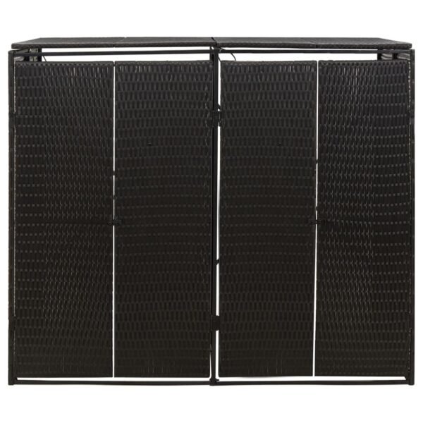 Mülltonnenbox für 2 Tonnen Schwarz 140x80x117 cm Poly Rattan