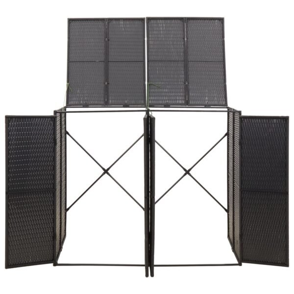Mülltonnenbox für 2 Tonnen Schwarz 140x80x117 cm Poly Rattan