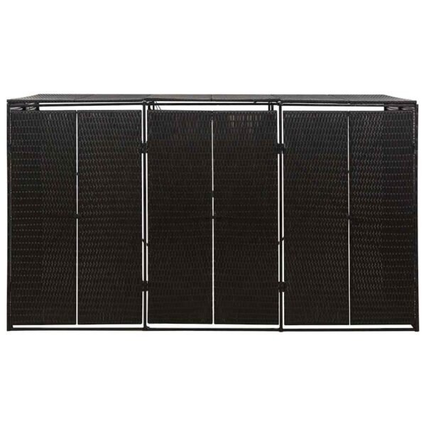 Mülltonnenbox für 3 Tonnen Schwarz 207x80x117 cm Poly Rattan