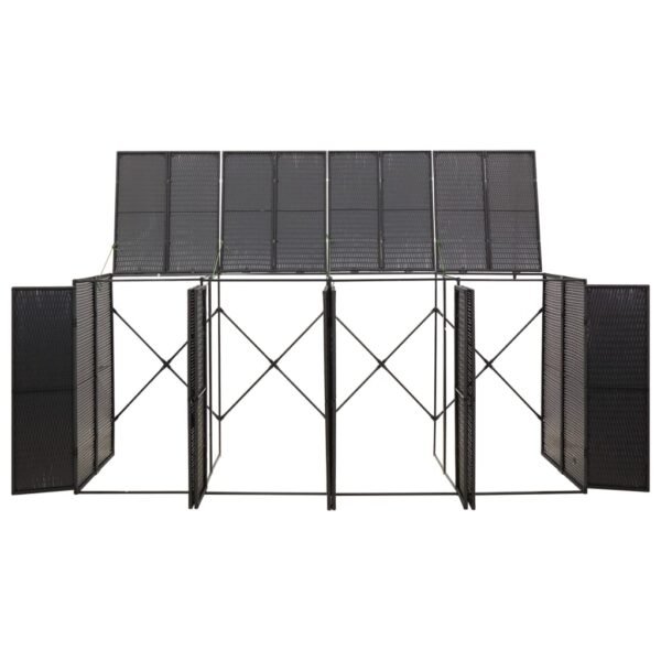 Mülltonnenbox für 4 Tonnen Schwarz 274x80x117 cm Poly Rattan