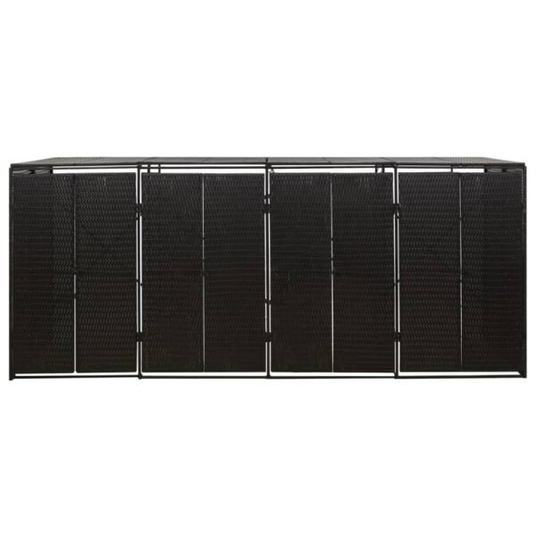 Mülltonnenbox für 4 Tonnen Schwarz 274x80x117 cm Poly Rattan