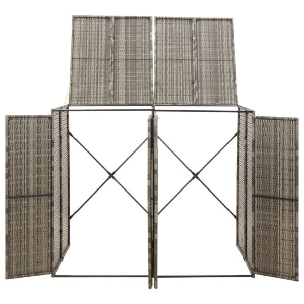 Mülltonnenbox für 2 Tonnen Grau 140x80x117 cm Poly Rattan