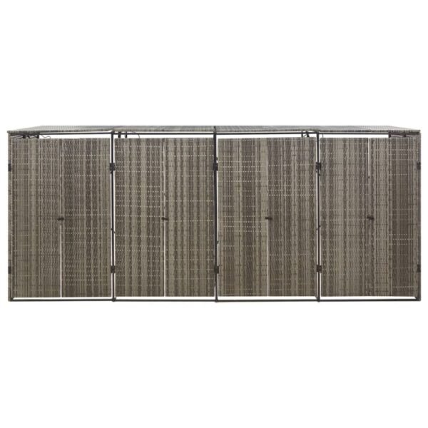 Mülltonnenbox für 4 Tonnen Grau 274x80x117 cm Poly Rattan