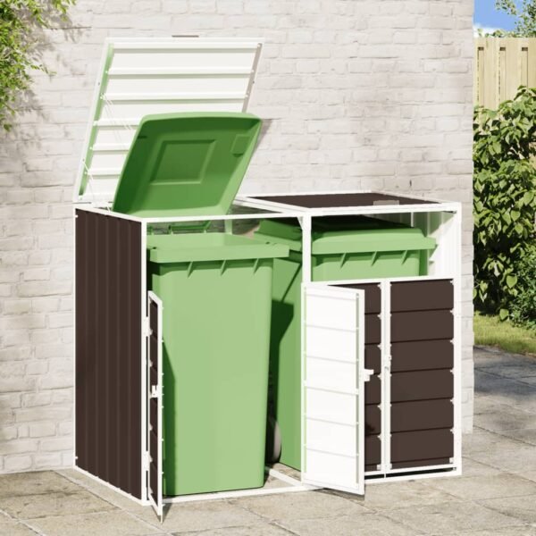 Mülltonnenbox für 2 Tonnen Braun 144x81x113 cm Stahl