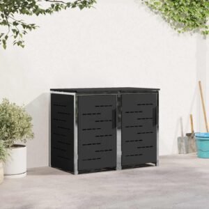 Mülltonnenbox für 2 Tonnen 240L Edelstahl Schwarz