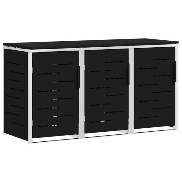 Mülltonnenbox für 3 Tonnen 240L Edelstahl Schwarz