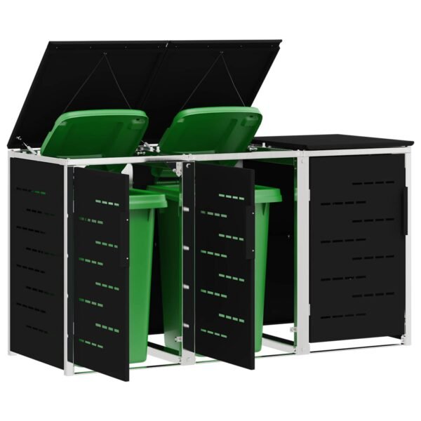 Mülltonnenbox für 3 Tonnen 240L Edelstahl Schwarz