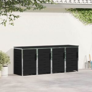Mülltonnenbox für 4 Tonnen 240L Edelstahl Schwarz