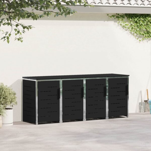 Mülltonnenbox für 4 Tonnen 240L Edelstahl Schwarz