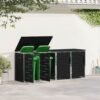 Mülltonnenbox für 4 Tonnen 240L Edelstahl Schwarz