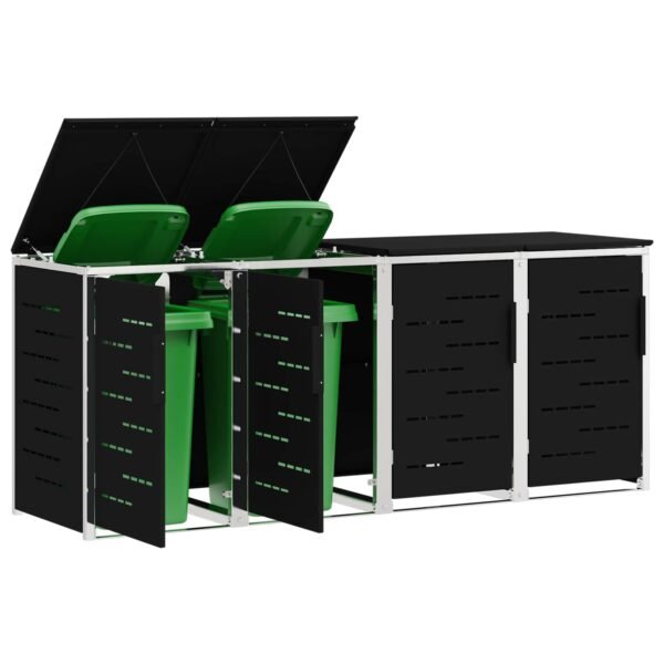 Mülltonnenbox für 4 Tonnen 240L Edelstahl Schwarz