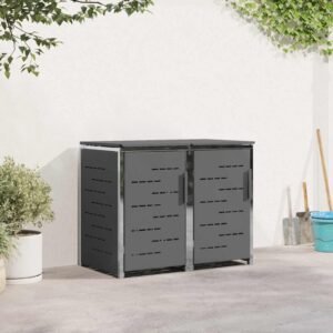 Mülltonnenbox für 2 Tonnen 240L Edelstahl Anthrazit
