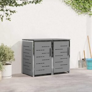 Mülltonnenbox für 2 Tonnen 240L Edelstahl Grau