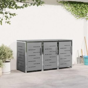 Mülltonnenbox Edelstahl Grau