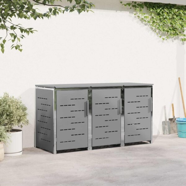 Mülltonnenbox Edelstahl Grau
