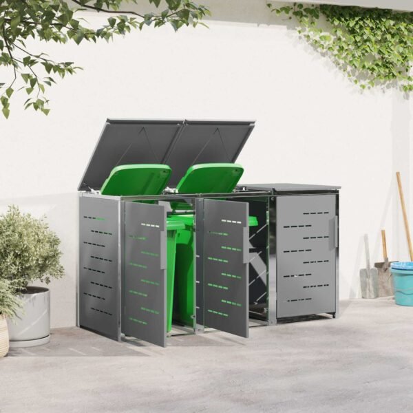 Mülltonnenbox Edelstahl Grau