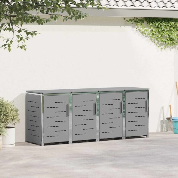 Mülltonnenbox für 4 Tonnen 240L Edelstahl Grau