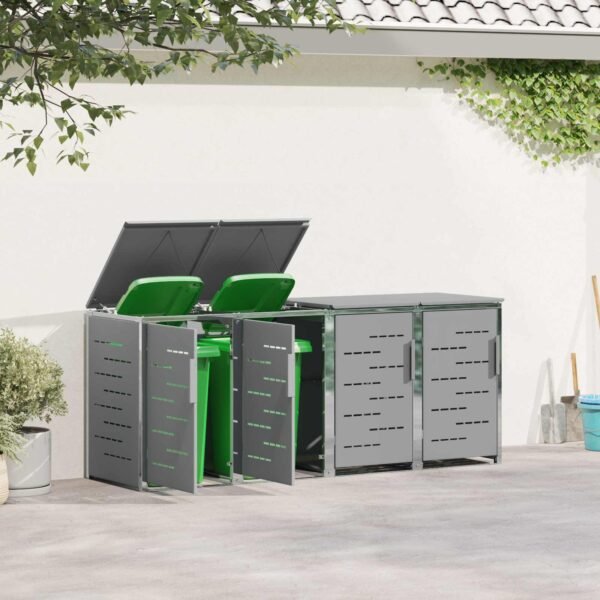 Mülltonnenbox für 4 Tonnen 240L Edelstahl Grau