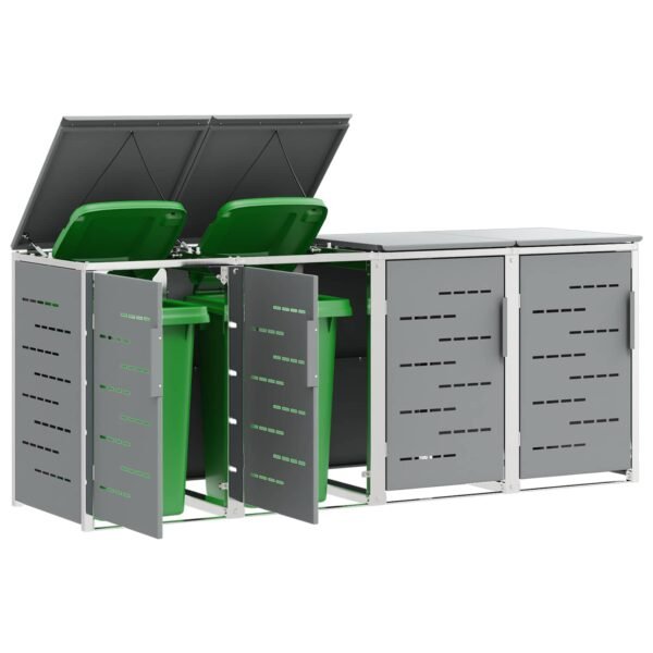 Mülltonnenbox für 4 Tonnen 240L Edelstahl Grau