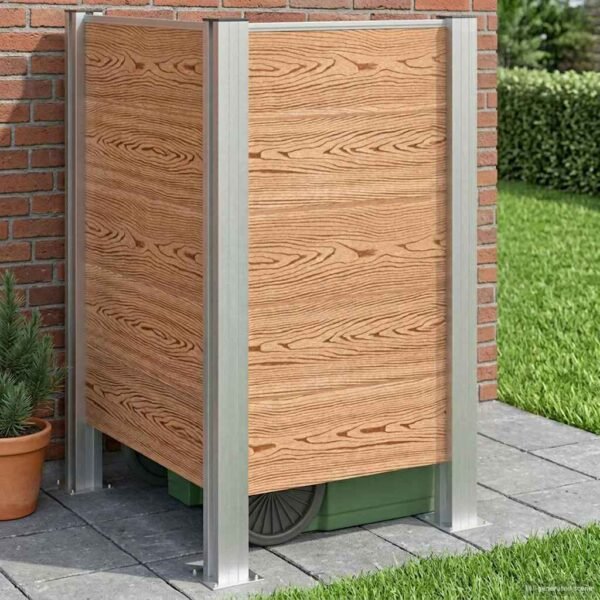 Mülltonnenzaun Braun 85 x 85 x 115 cm Aluminium und WPC