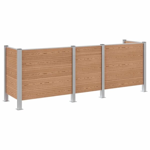 Mülltonnenzaun Braun 315 x 85 x 115 cm Aluminium und WPC