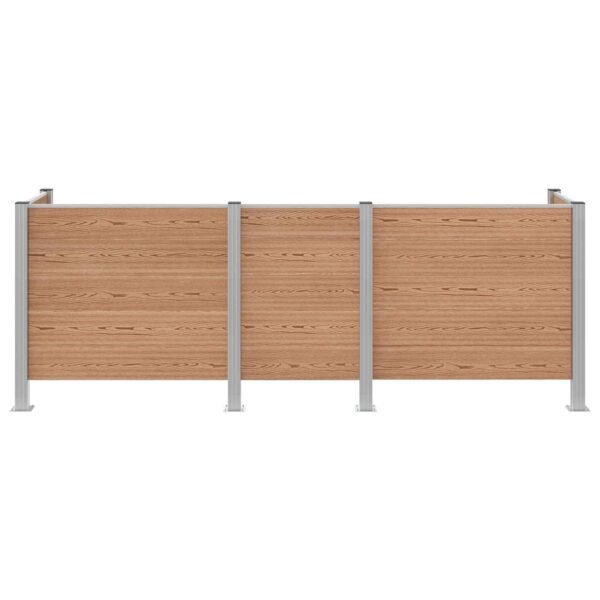Mülltonnenzaun Braun 315 x 85 x 115 cm Aluminium und WPC